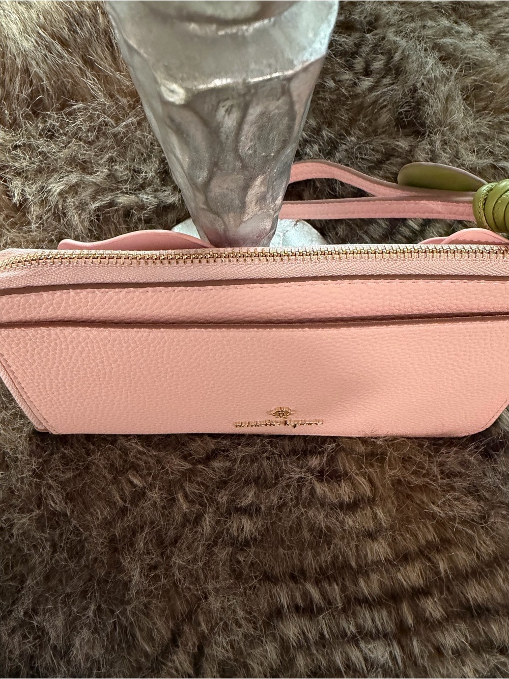 Nanette Lepore Peachy Pink 3D Floral Leather Wristlet NWT - Picture 3 of 6
